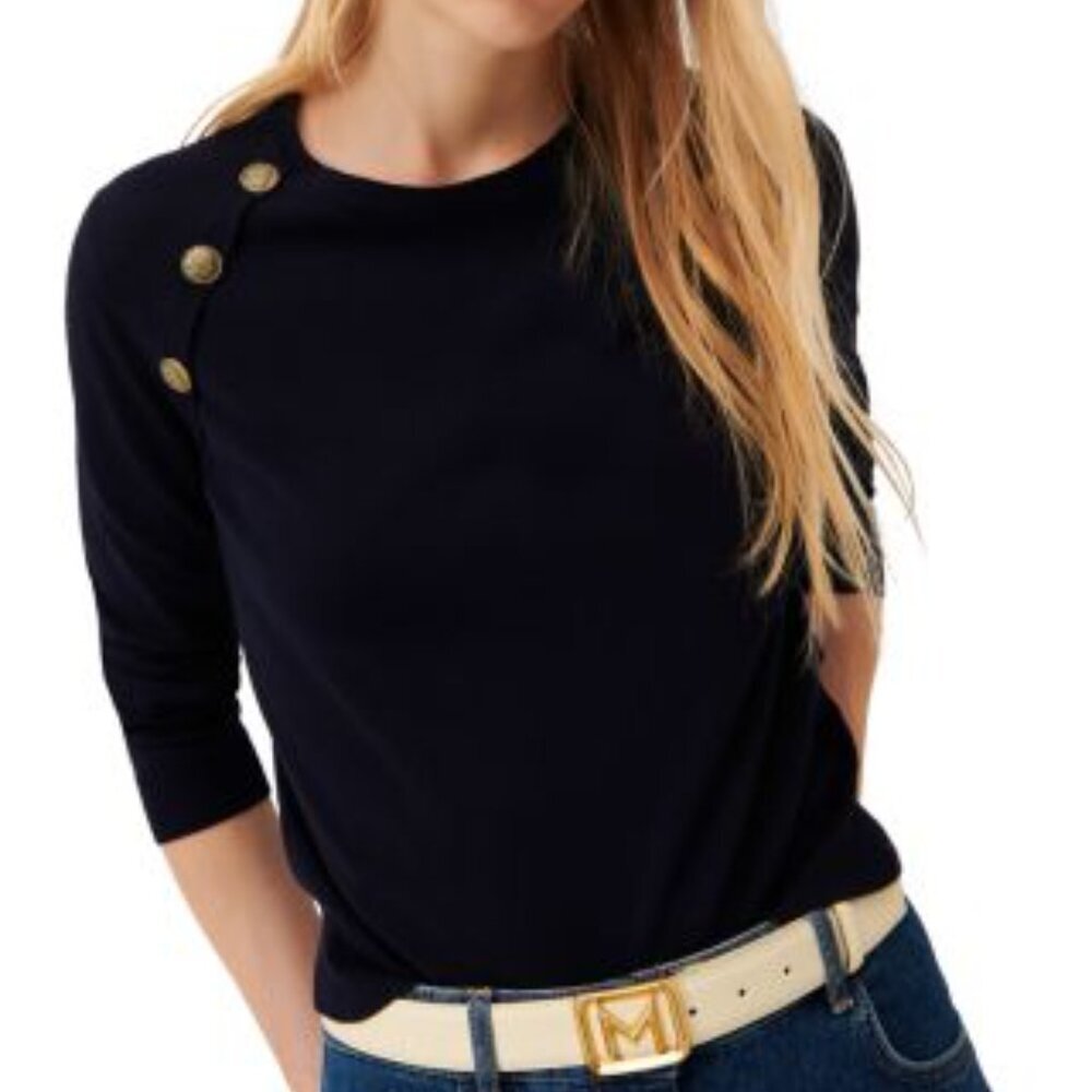 Marella Sport, Black blend, 3/4 sleeve cotton blend sweater Size - Small